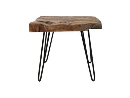Salontafel met hairpin poten - ijzer/teak (STRSQ50)