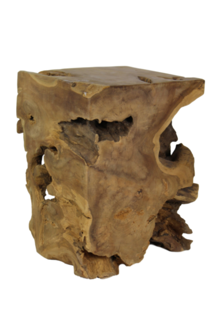Kruk Block - vierkant - blank - teak (STSQ M)