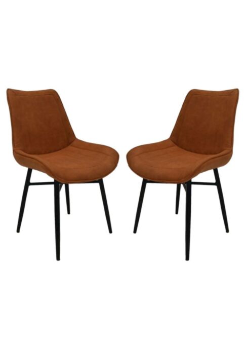 Eetkamerstoel Denver set van 2 - 55x63x85 - Tangarine/zwart - Polyester/metaal (TC1871-TA-2)
