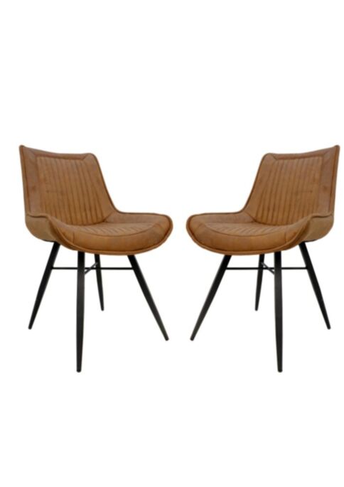 Eetkamerstoel Denver Set van 2 - 55x63x85 - Cognac/zwart - Polyester/metaal (TC1871-CO-2)