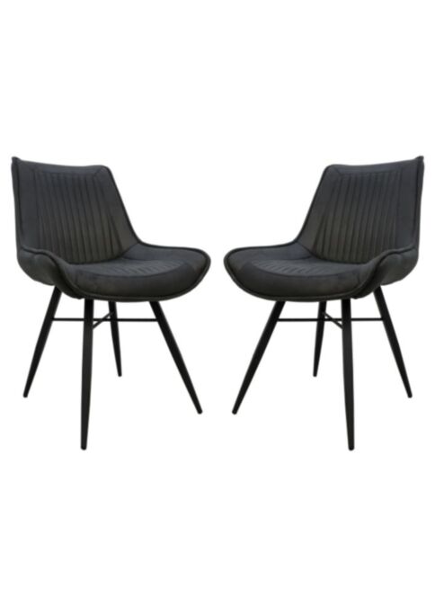 Eetkamerstoel Denver set van 2 - 55x63x85 - Grijs/zwart - Polyester/metaal (TC1871-GR-2)