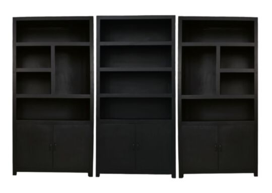 Set van 3 wandkasten - 105x42x215 - Zwart - Mangohout/MDF (TH-BC105-3)