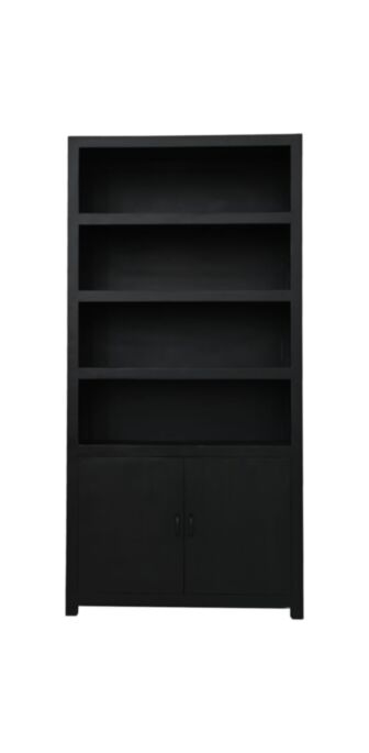 Wandkast 4 vakken - 105x42x215 - Zwart - Mangohout/MDF (TH-BC105C)