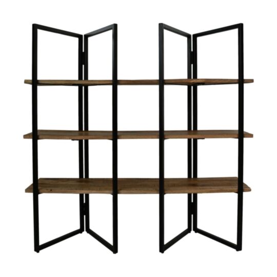 Opbergrek met 4 planken  - 120x40x120 - Naturel/zwart - Mangohout/metaal (TH-FR120)