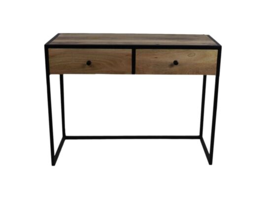 Console tafel Dublin - 100x45x75 - Mangohout/ijzer - Naturel/zwart (THC-CT2D)