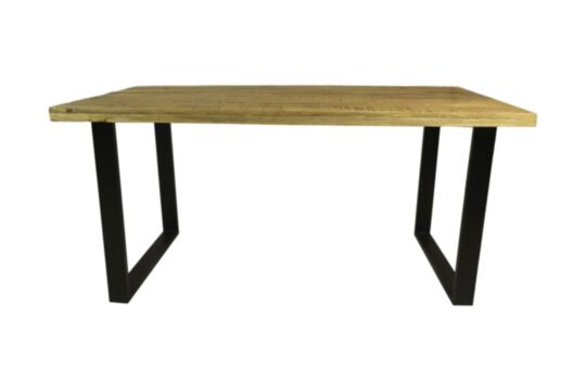 Rechthoekige eettafel - 160x79,5x78 - Naturel/Zwart - Mangohout/metaal (THC-DTM160)