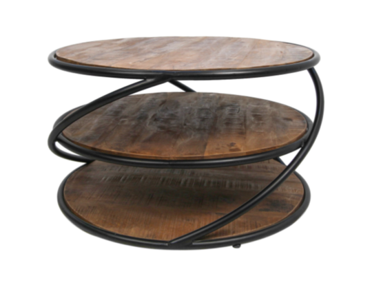 Salontafel Tower - ø70 cm - mangohout/ijzer (TOWER-L)