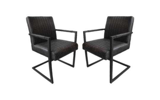 Eetkamerstoel Texas met armleuning Set van 2 - 55x50x85 - Graphite - Yachtleder (TXS AYAGR-2)
