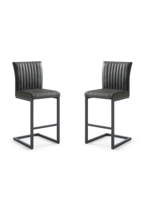 Barkruk Texas set van 2 - 48x55x112 - Donker grijs - Yachtleder/metaal (TXS REGR-2)