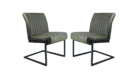 Eetkamerstoel Texas Set van 2 - 55x50x85 - Army green - Yachtleder/metaal (TXS YAAR-2)