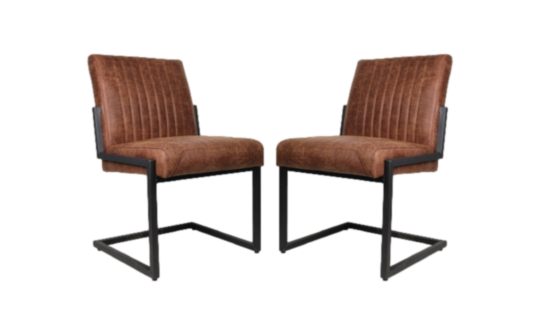 Eetkamerstoel Texas Set van 2 - 55x50x85 - Cognac - Yachtleder/metaal (TXS YACO-2)
