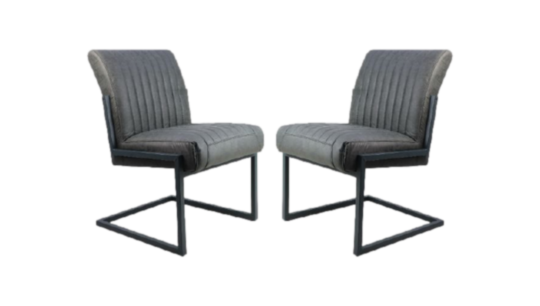 Eetkamerstoel Texas set van 2 - 55x50x85 - Graphite - Yachtleder/metaal (TXS YAGR-2)