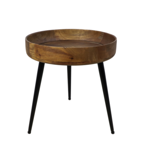 Bijzettafel Ventura - ø40x42 cm - naturel - mangohout/ijzer (VENTURA40NA)