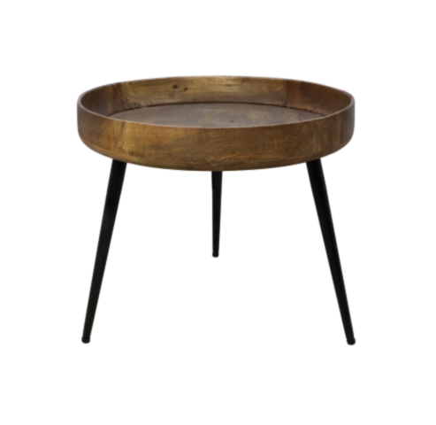Bijzettafel Ventura - ø50 cm - mangohout/ijzer - naturel (VENTURA50NA)