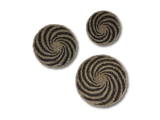 Wanddecoratie manden set Bali - Set van 3 - Naturel/zwart - Zeegras (WD654NBL)