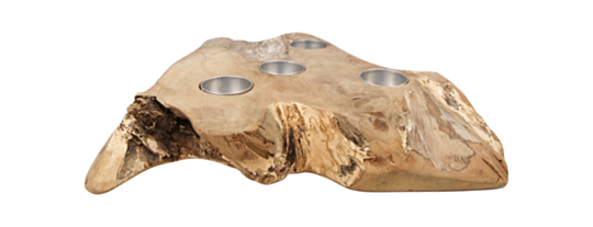 Waxinelichthouder - naturel - teak/ijzer (YC4H)