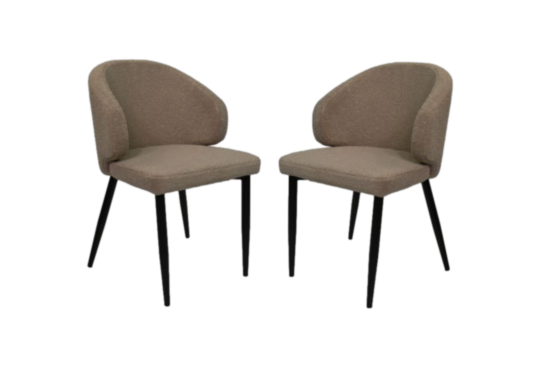 Eetkamerstoel Yuna - Taupe - Teddy/metaal - Set van 2 (YUNA02-2)