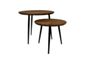 Salontafel Fishbone - ø60/ø45 - Naturel/zwart - Eiken/metaal - Set van 2 (HSM353)