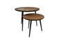 Salontafel Fishbone - ø60/ø45 - Naturel/zwart - Eiken/metaal - Set van 2 (HSM356)