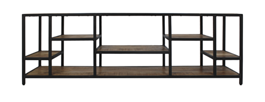 TV meubel Levels - 170x38x55 - Naturel/zwart - Mangohout/ijzer (5012)