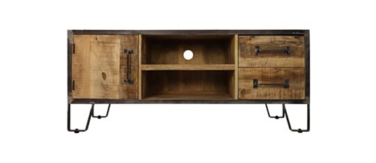 TV meubel Hayward - 130x40x55 - naturel/donkergrijs - mangohout/ijzer (9001)