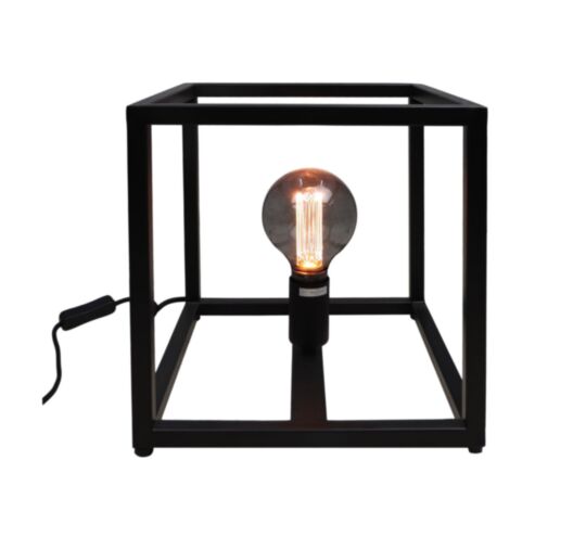 Tafellamp Fremont vierkant frame - 26x26x26 - Gepoedercoat zwart - Metaal (AAO-1765)