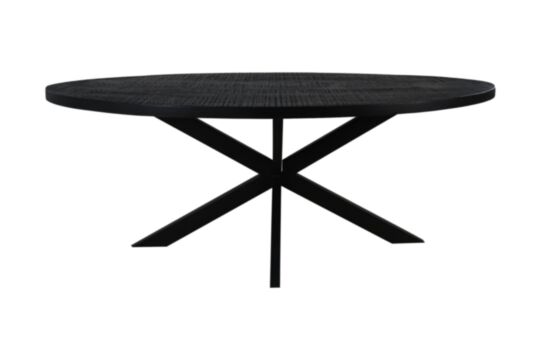 Ovale eettafel Melbourne - 200x100x76 -  zwart - mangohout/ijzer (BC-DTO200BL)
