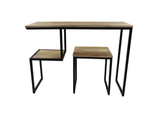 Console tafel - 100x35x75 - Naturel/zwart - Mangohout/ijzer (DV-CST100)