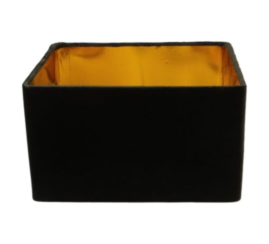 Vierkante lampenkap - 40x40x30 - Zwart/goud - Velvet (IC-LS40BL)
