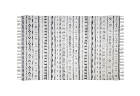 Vloerkleed - katoen - 180x120 cm - zwart/wit (IC-RUG361-S)