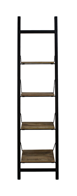 Decoratieve ladder - mangohout/ijzer - powdercoated black (MAN-FR220B)