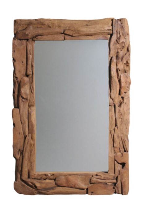 Wandspiegel - 140x6x80 - Naturel - Teak wortelhout (MTR140)