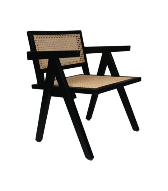 Eetkamer fauteuil  - 58x60x79 - Zwart/naturel - Mahonie/rotan (TA-ACM56)