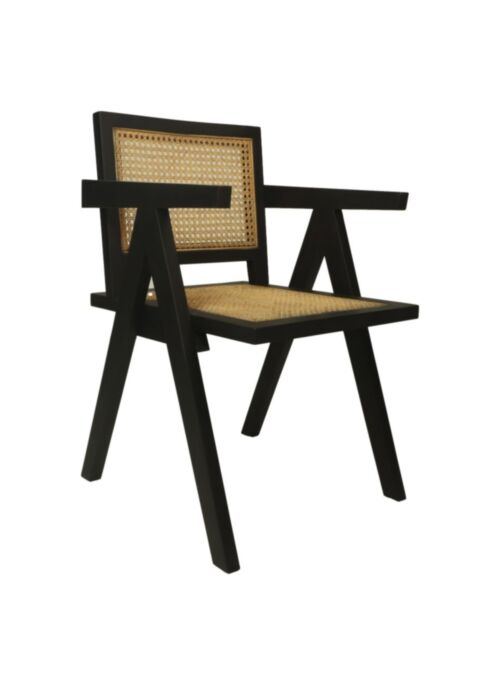 Eetkamer stoel - 56x52x83 - Zwart/naturel - Mahonie/rotan (TA-DCM46)